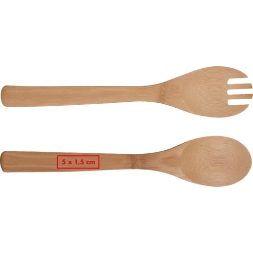 Juego de servir ensalada de bambú natural, dos piezas.