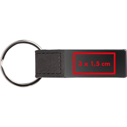 Llavero negro de cuero y metal con anilla.