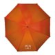 Paraguas naranja con mecanismo de apertura manual.