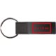 Llavero negro de cuero y metal con anilla.